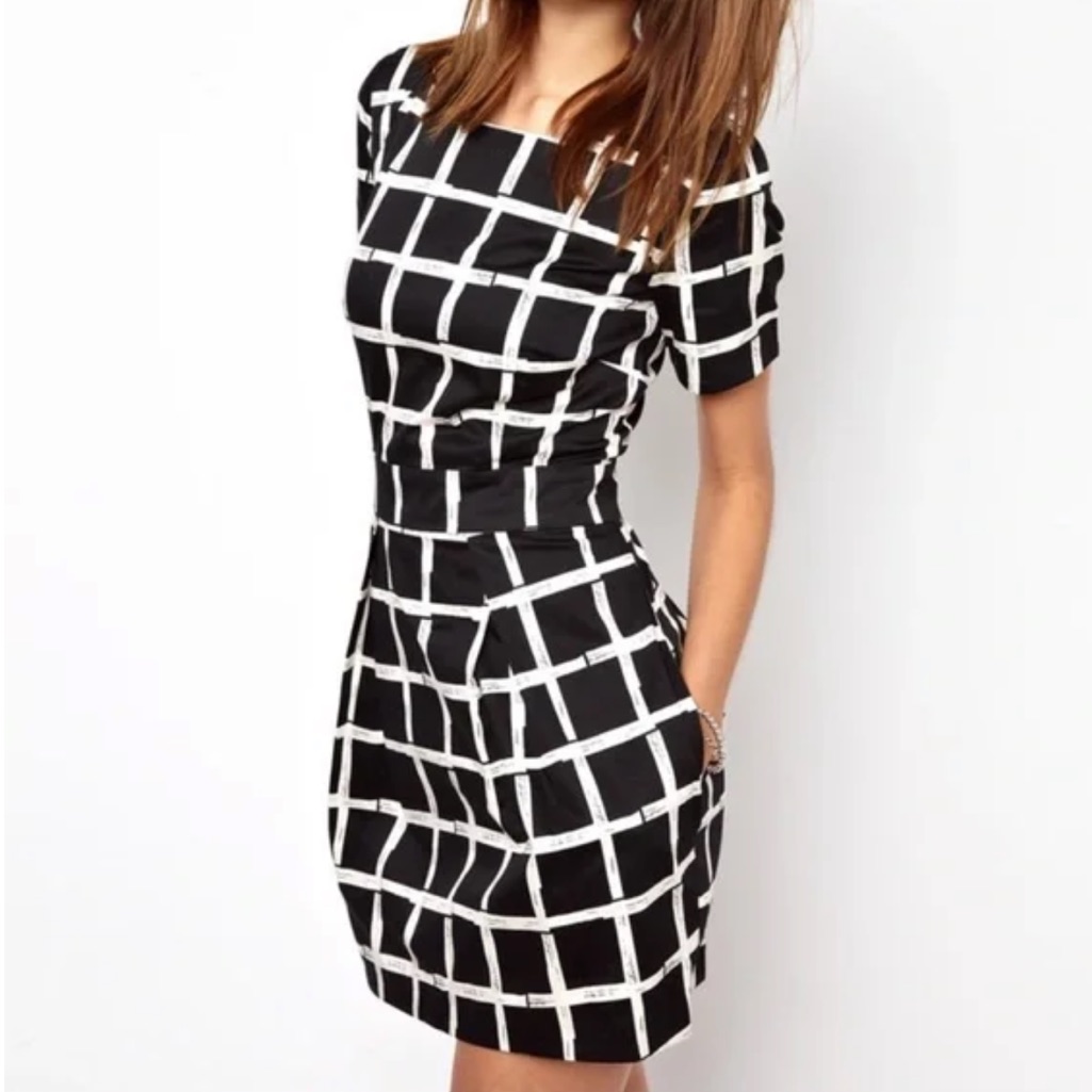 Black And White Grid Sheath Dress French Connection